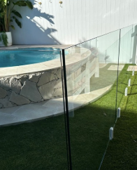 Water beading on pool fence